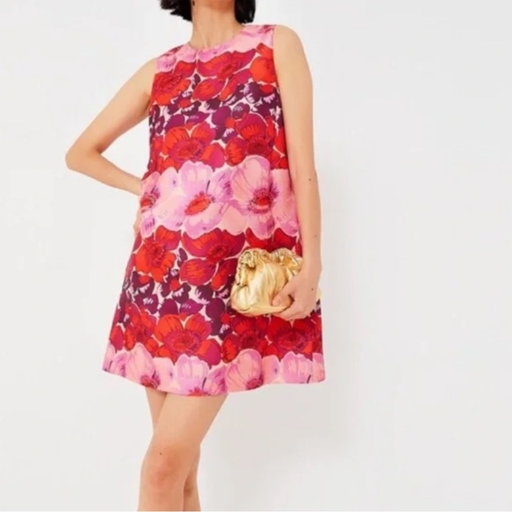 Tuckernuck Red Poppy Stripe Marlowe Floral Sleeveless Shift Dress Size L